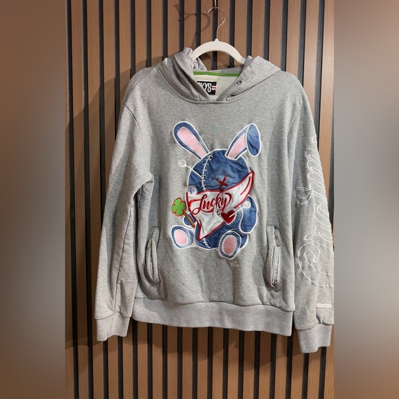 BKYS Gray and White Hooded sweatshirt Sz S Unisex - Picture 2 of 8